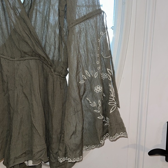 nwt LOVESTITCH Olive Green Floral Detail Romper Womens Size M - Picture 2 of 6